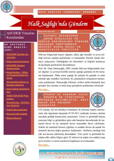 Halk Sağlığında Gündem 2011, Cilt 1, Sayı 4 Mayıs
