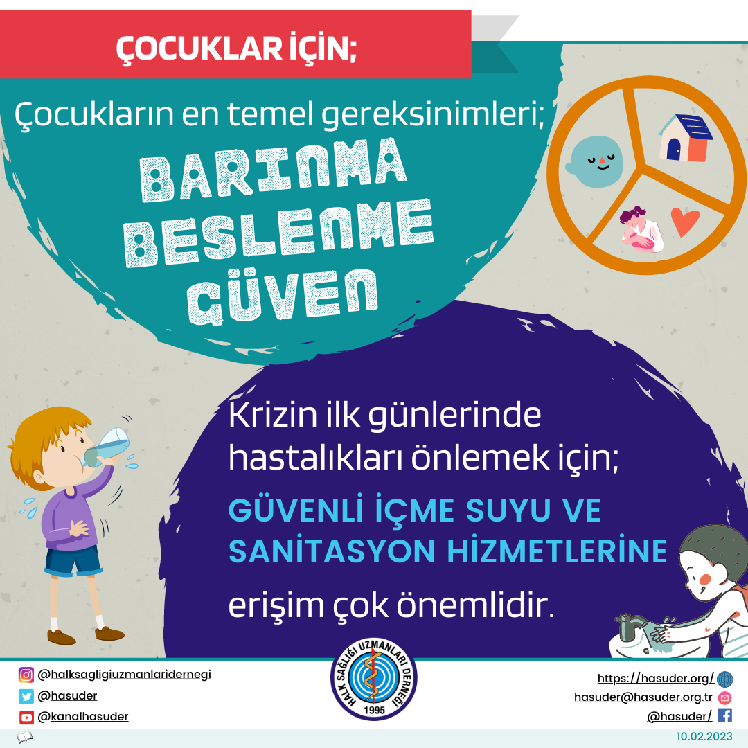 Çocuklar için; Barınma, Beslenme, Güven